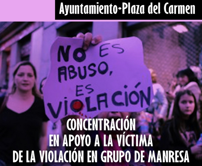 La plaza del Carmen de Granada acogerá este lunes la concentración en apoyo a la menor de 14 años de Manresa, presuntamente agredida sexualmente por seis hombres.